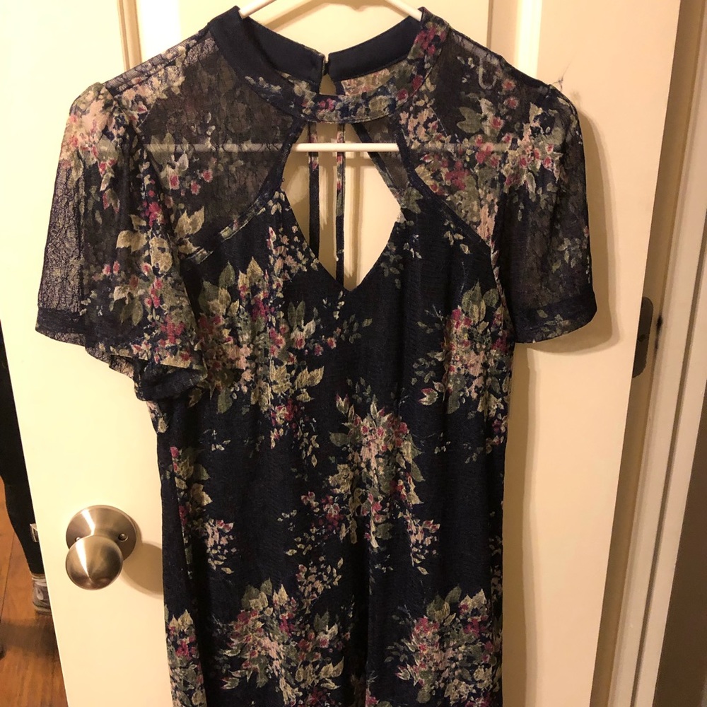 Navy and floral dress